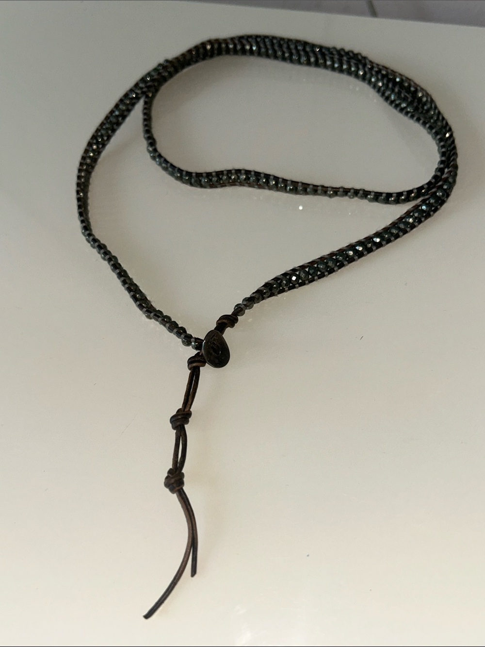 Chan Luu 925 Sterling Silver Seed Beed Metallic Double Layered Necklace